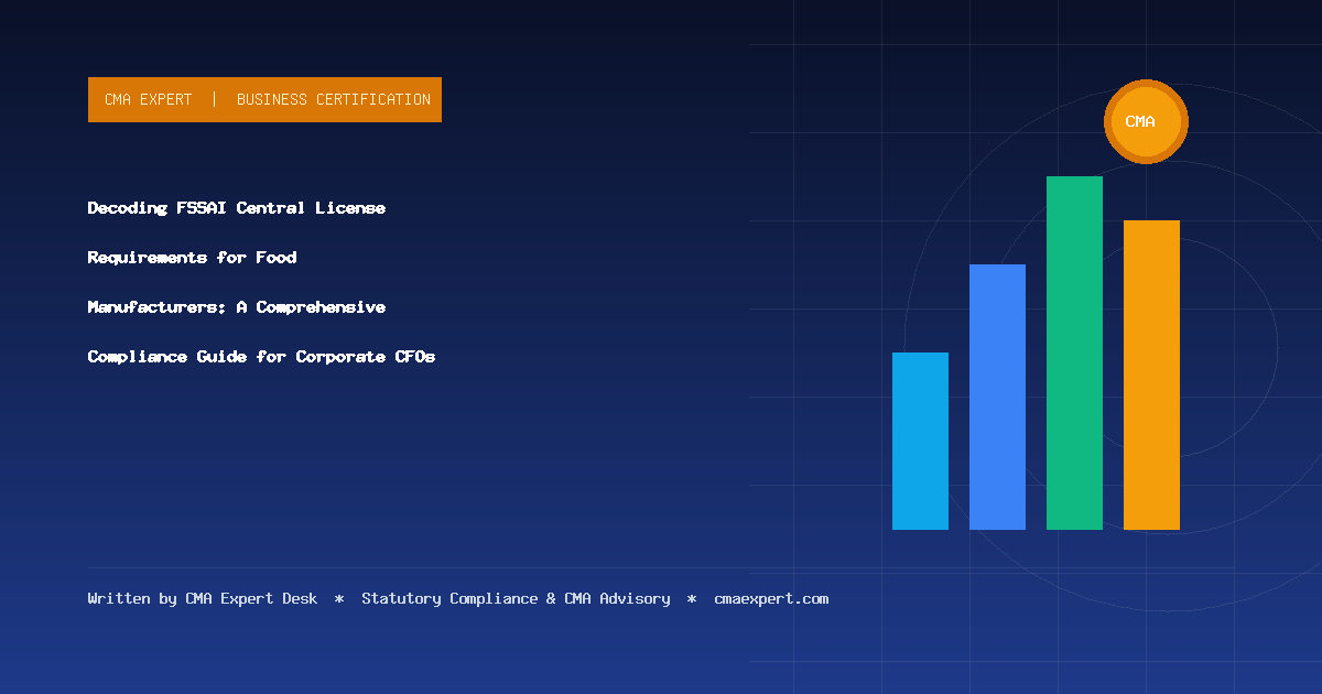 Decoding FSSAI Central License Requirements for Food Manufacturers: A Comprehensive Compliance Guide for Corporate CFOs